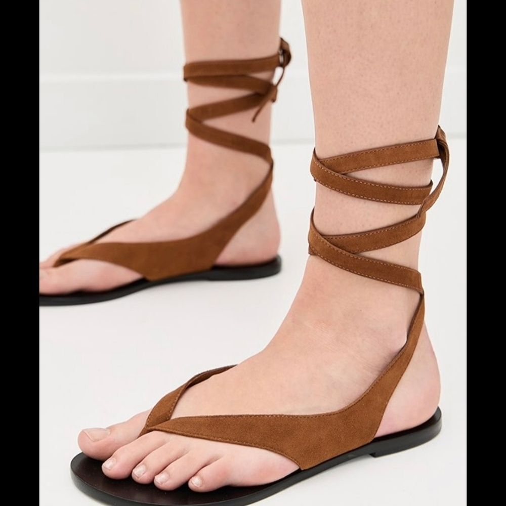 BLACK SUEDE STUDIOTres Ankle Wrap Sandal - Tobacco Suede Size 39